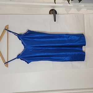 Morgan Taylor Intimates Blue Satin Slip Lingerie Nightgown size S‎